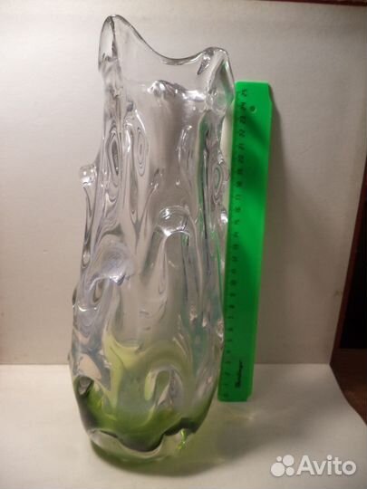 Ваза цветное стекло тяжелая толстостенная СССР Чех