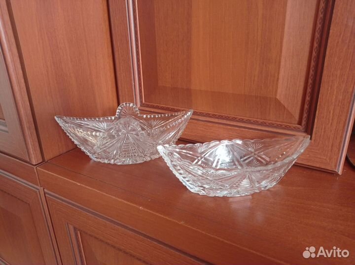 Хрустальная салатница ладья СССР