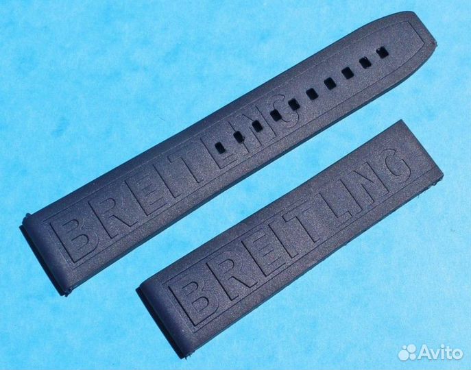 Оригинальный ремешок на часы Breitling 22мм Синий
