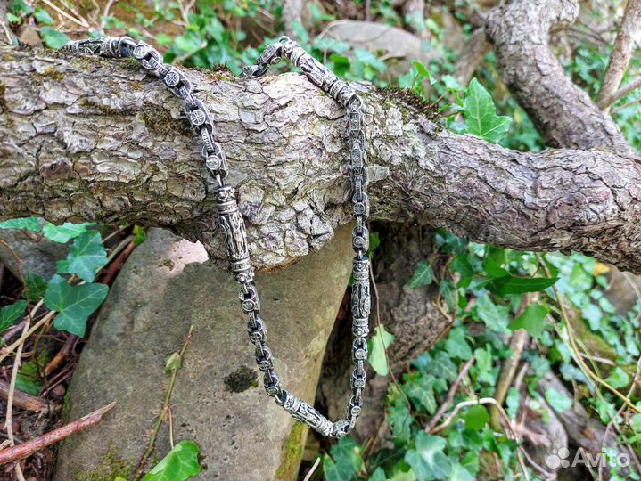 Серебряная цепь с архангелом Михаилом 170 грамм