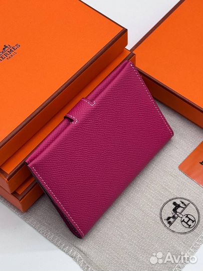 Кошелёк Hermes натуральная кожа розовый