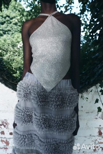 Трикотажный укороченный топ zara С открытой спиной