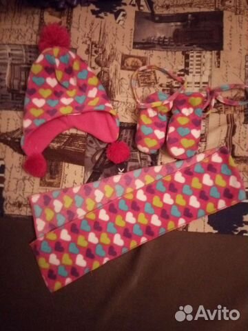 Комплект шапка, шарф, варежки