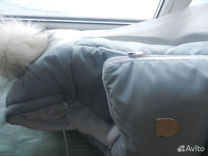 Конверт для новорожденных 62 см,тёплый, с помпоном