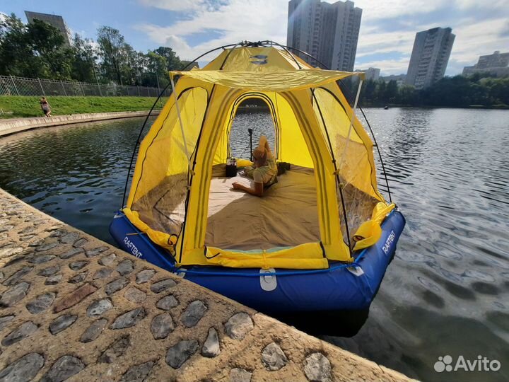 Надувной моторно-гребной плот с палаткой raftent