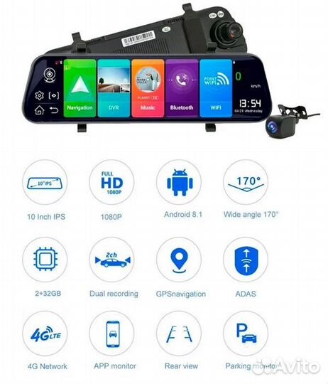 Android видеорегистратор зеркало Eplutus D41