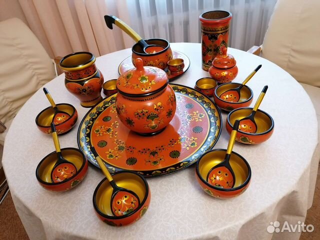 Набор деревянной посуды хохлома