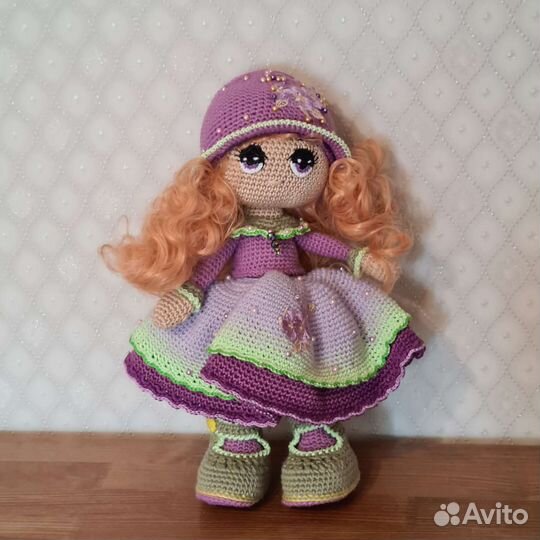 Интерьерная Вязаная кукла Фиалочка