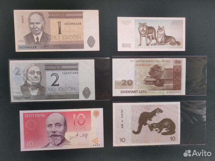 Банкноты Эстонии Литвы Латвии