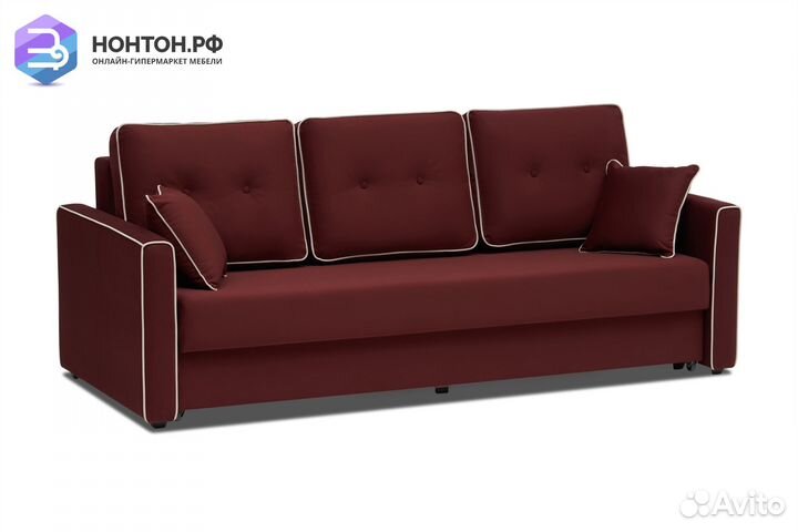 Диван еврокнижка Леон 3-х местный бордовый