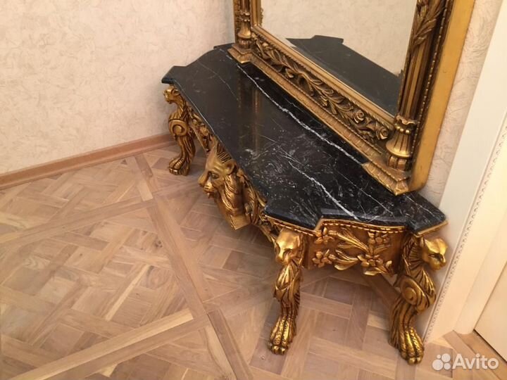 Консоль и зеркало, массив / мрамор, Франция