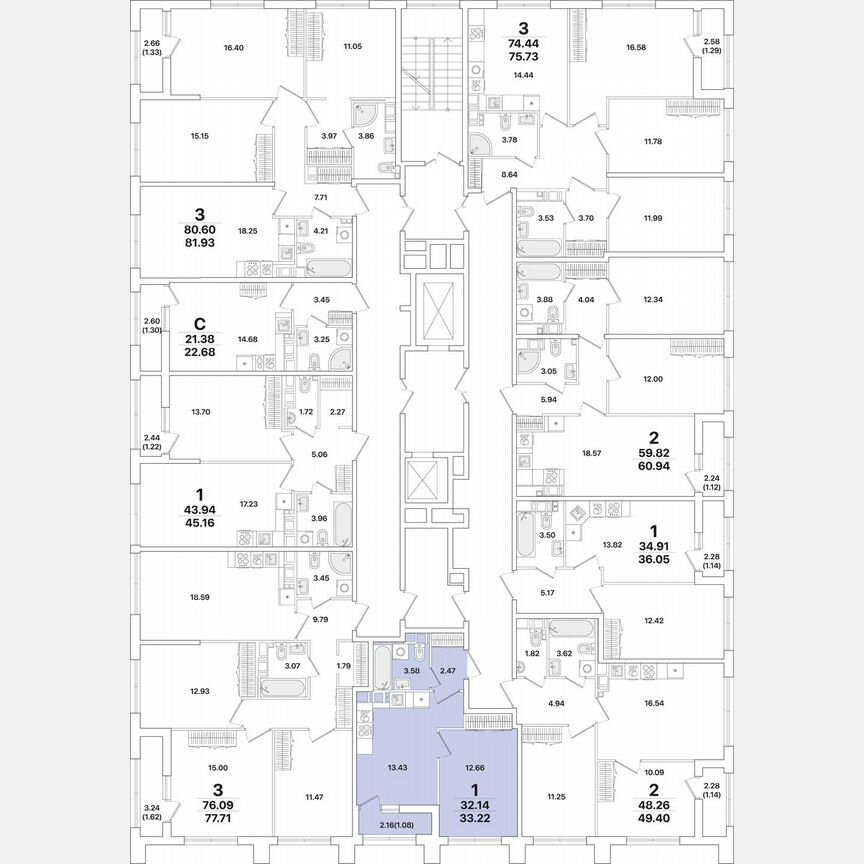 1-к. квартира, 33,2 м², 11/12 эт.