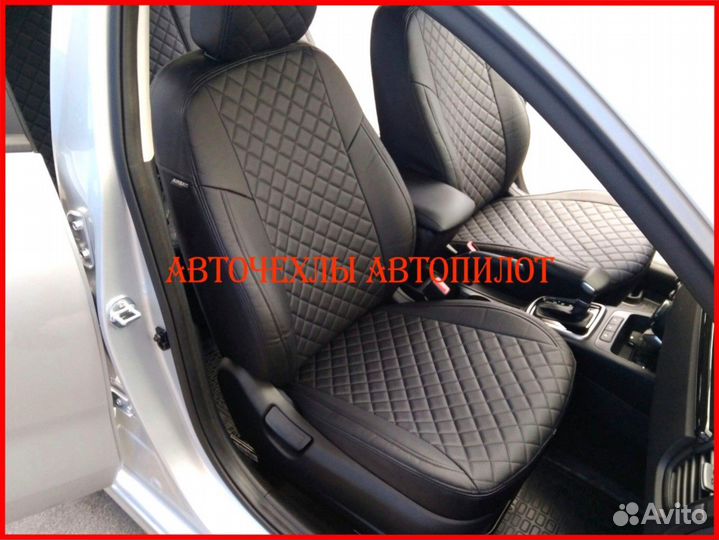 Чехлы Автопилот Opel Zafira из экокожи чёрные Ромб