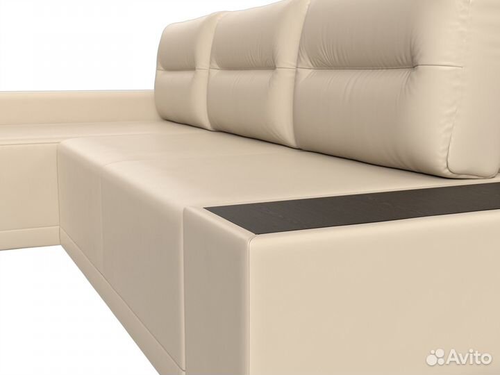 Диван угловой Чикаго левый угол, экокожа, бежевый