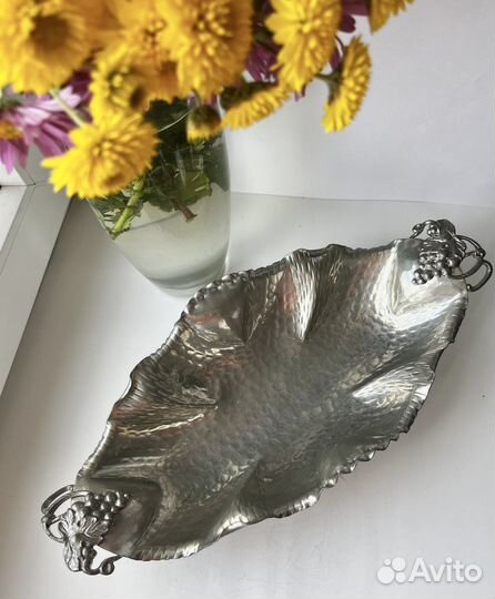 Ваза блюдо олово серебрение Италия винтаж
