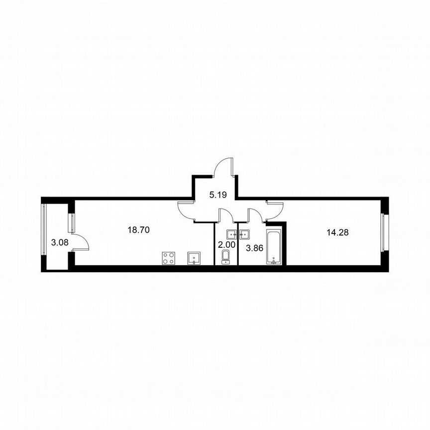 1-к. квартира, 45,6 м², 1/9 эт.