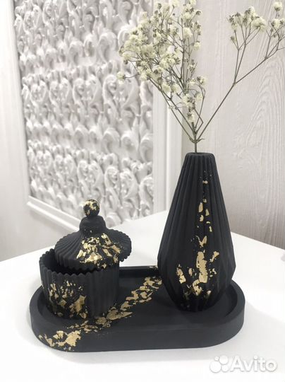 Вазочка и поднос из гипса