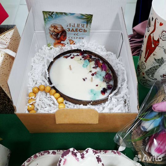 Свеча в кокосе ароматическая соевая