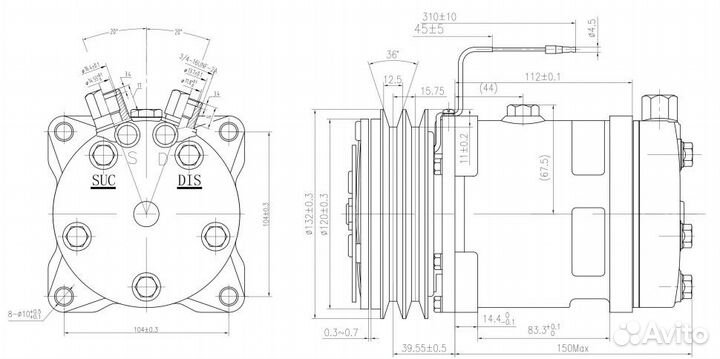 Компрессор dyne 5H14 A2 24V VER DY540215