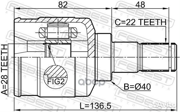 ШРУС внутренний перед прав 0711RS413RH Febest