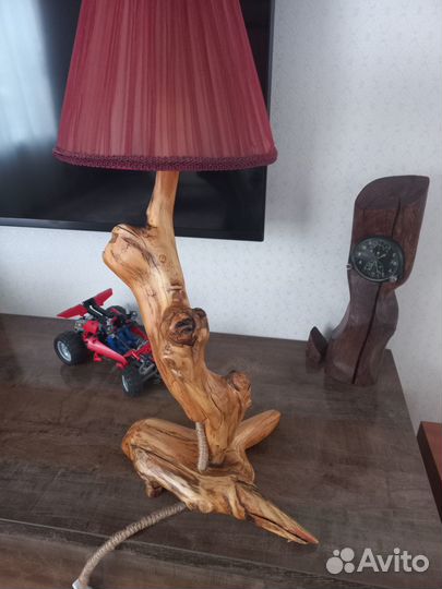Лампа настольная. Светильник. Дерево. Коряга