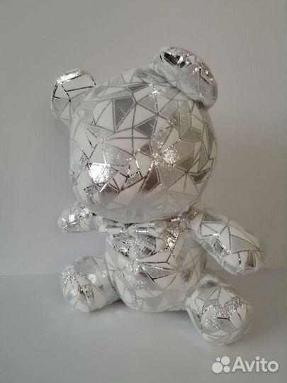 Мягкая игрушка, блестящий медвежонок, серебристый