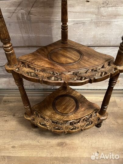 Этажерка угловая из массива манго. Новая