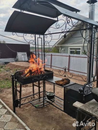 Мангал с печью под казан