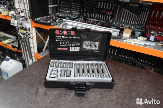 Набор бит HEX 4-12мм 30-75мм 15 прдметов force