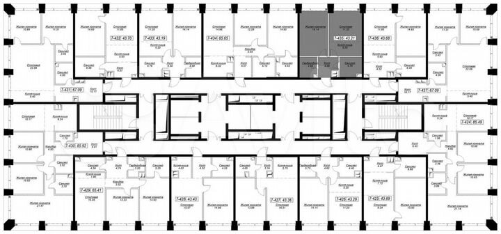 1-к. квартира, 43,2 м², 33/55 эт.