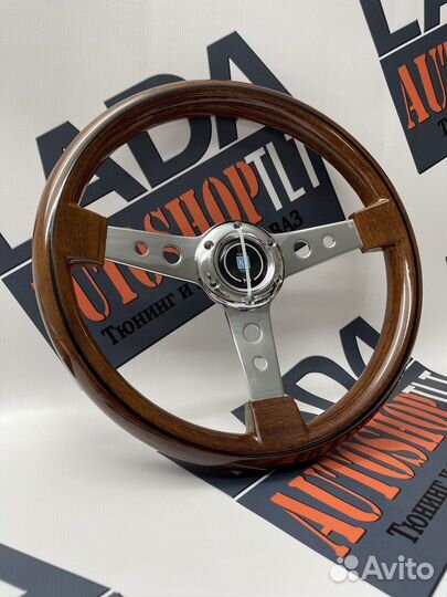 Спортивный руль в хроме (с деревом) для ваз