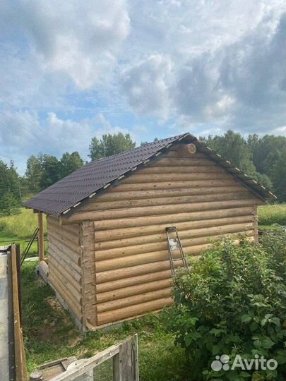 Сруб бани из бревна ручной рубки не бруса 6x6