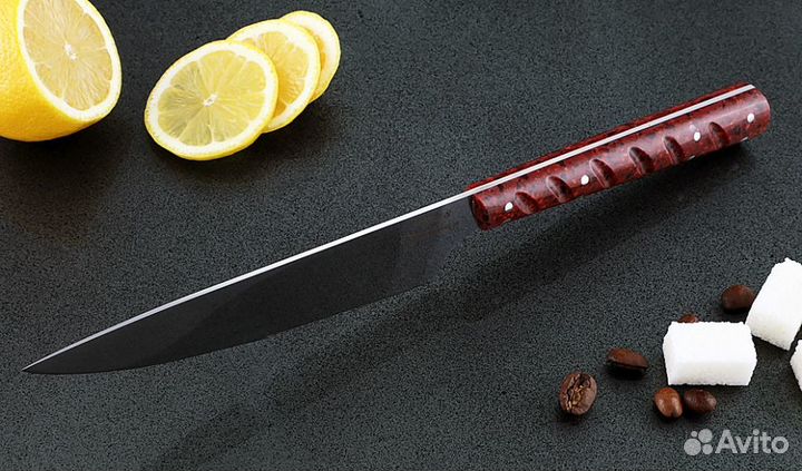 Кухонный нож Шеф №6 сталь 95Х18, рукоять красный а