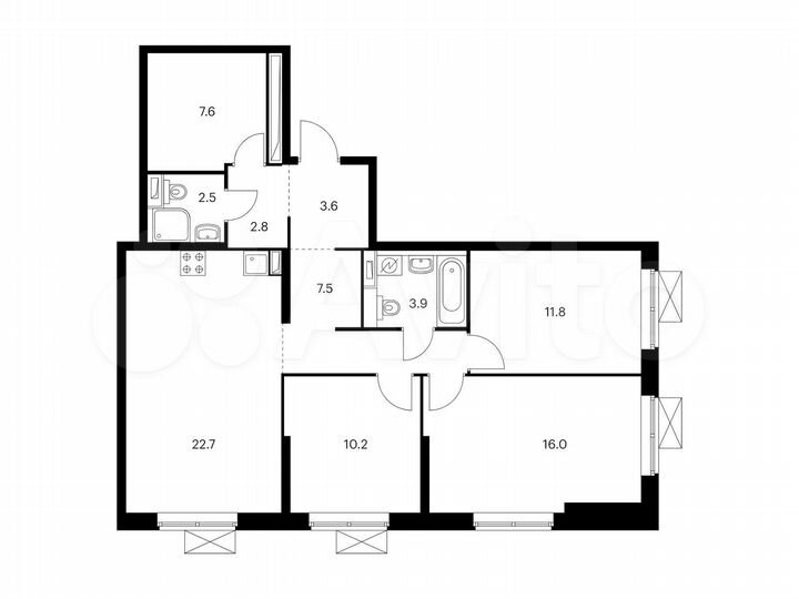 3-к. квартира, 88,6 м², 14/21 эт.
