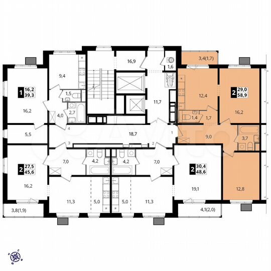 2-к. квартира, 58,7 м², 13/21 эт.