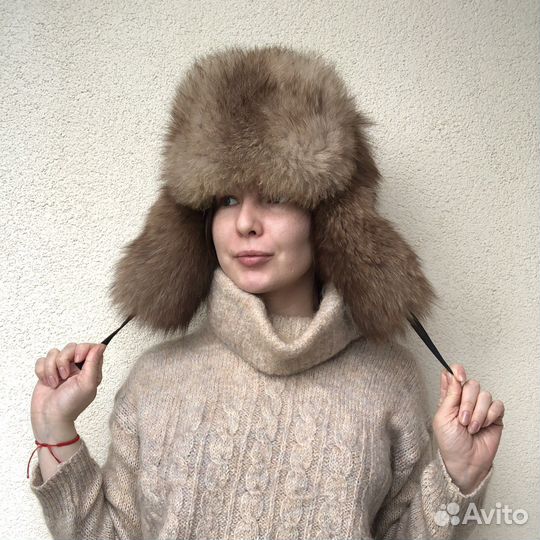 Шапка ушанка песец