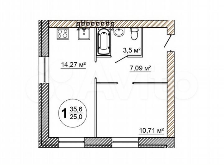 1-к. квартира, 35,9 м², 4/4 эт.