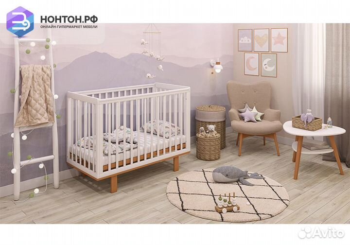 Кроватка детская Simple 340 белый / бук