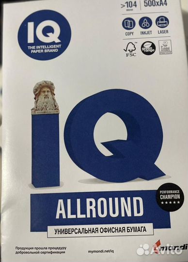 Бумага для принтера IQ Allround A4 Коробка 5пачек