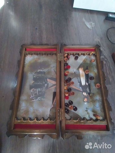 Нарды ручной работы со стеклом