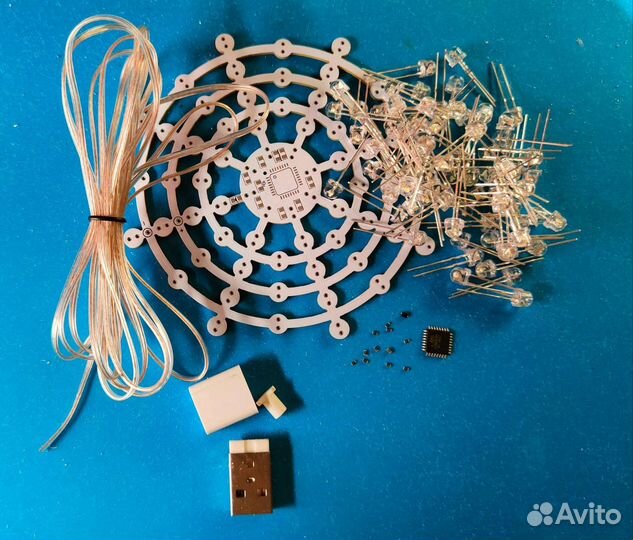 Светодиодная снежинка 64 светодиода (набор )