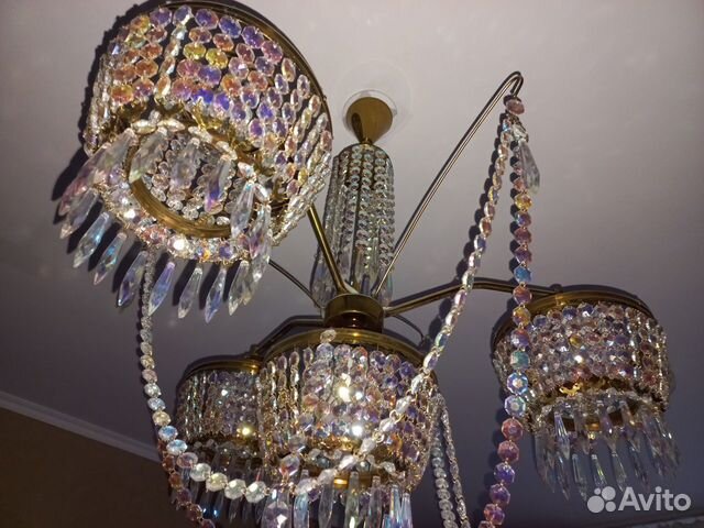 Большая хрустальная люстра Чехословакия