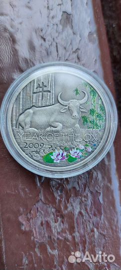 Монета 1 доллар Острова Ниуэ 2008 г. Год быка