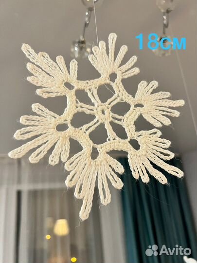 Вязанная снежинка, новогодняя игрушка