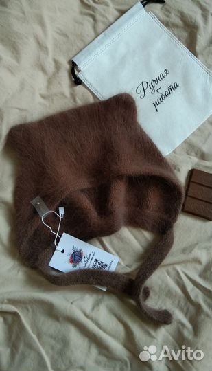 Чепчик с ушками Teddy с пайетками из Ангоры 80