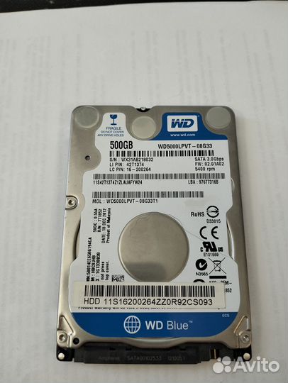 HDD 500Gb WD Blue WD500lpvt 2.5