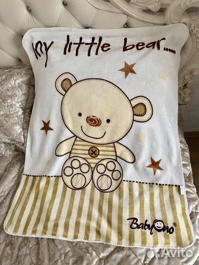 Плед одеяло детское и мишка подарок на выписку