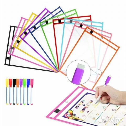 Многоразовая папка для занятий+ 8 цветных маркеров