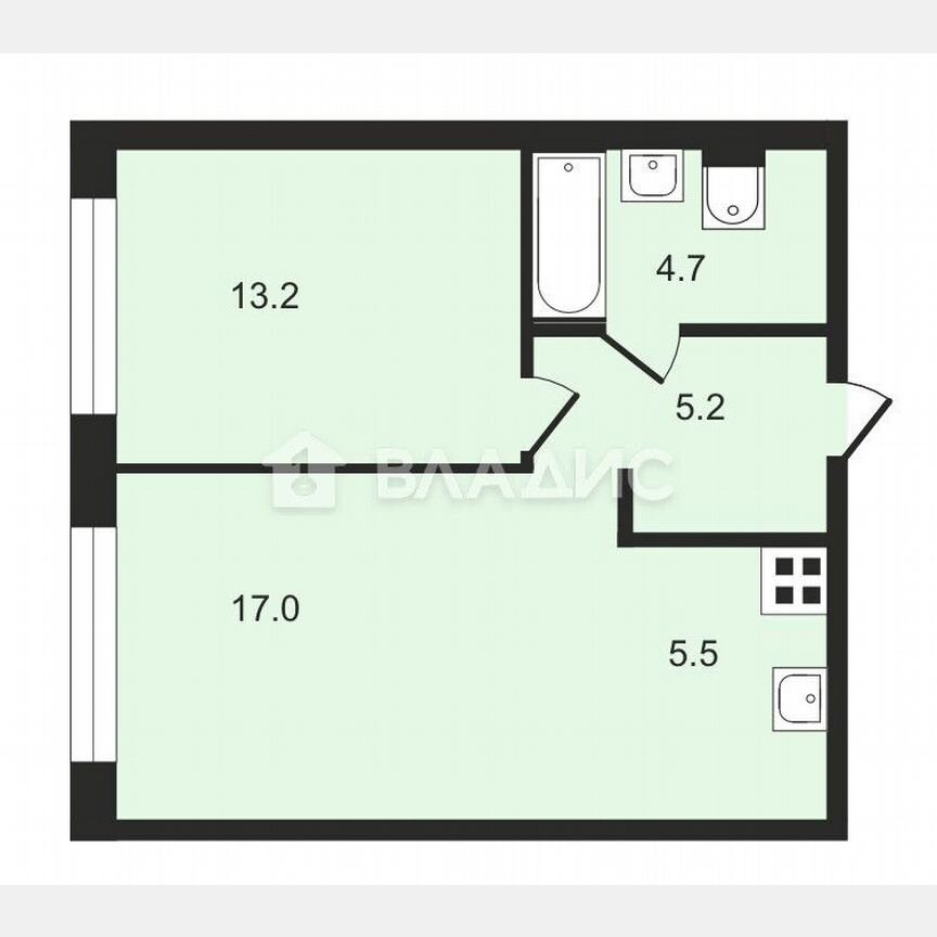 1-к. квартира, 45,6 м², 14/15 эт.