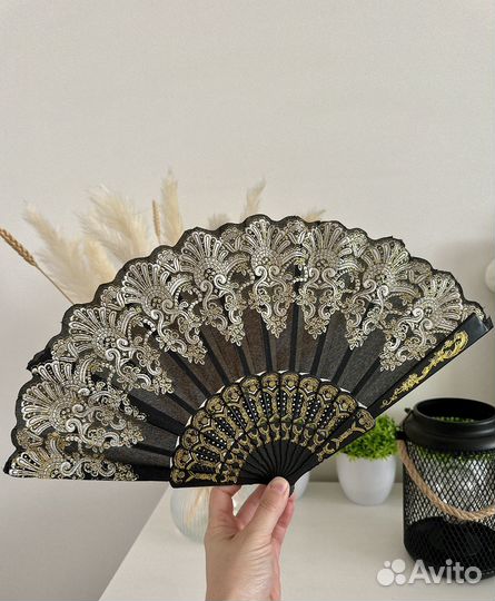 Веер складной тканевый для танца дорого богато